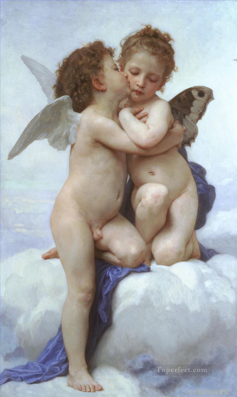 LAmour et Psyche enfants angel William Adolphe Bouguereau Oil Paintings